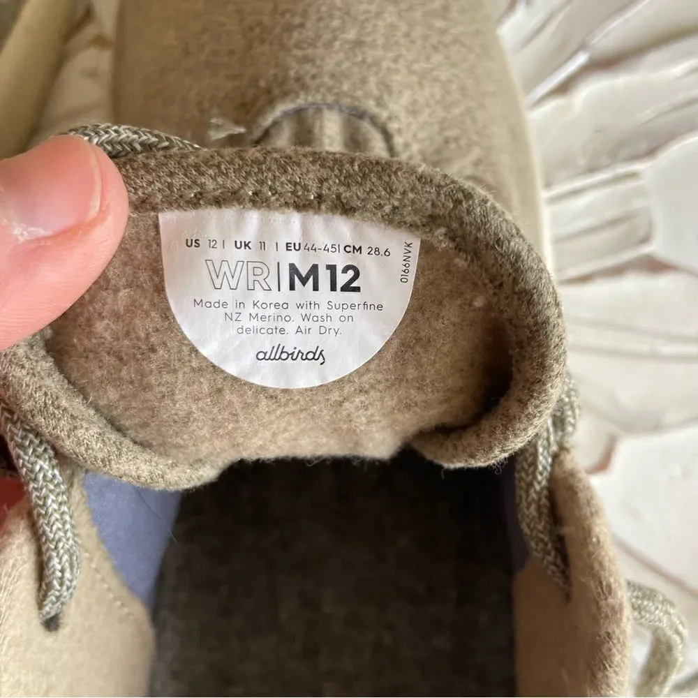 Allbirds Mens Wool Runner Tan Running Shoes Size 12